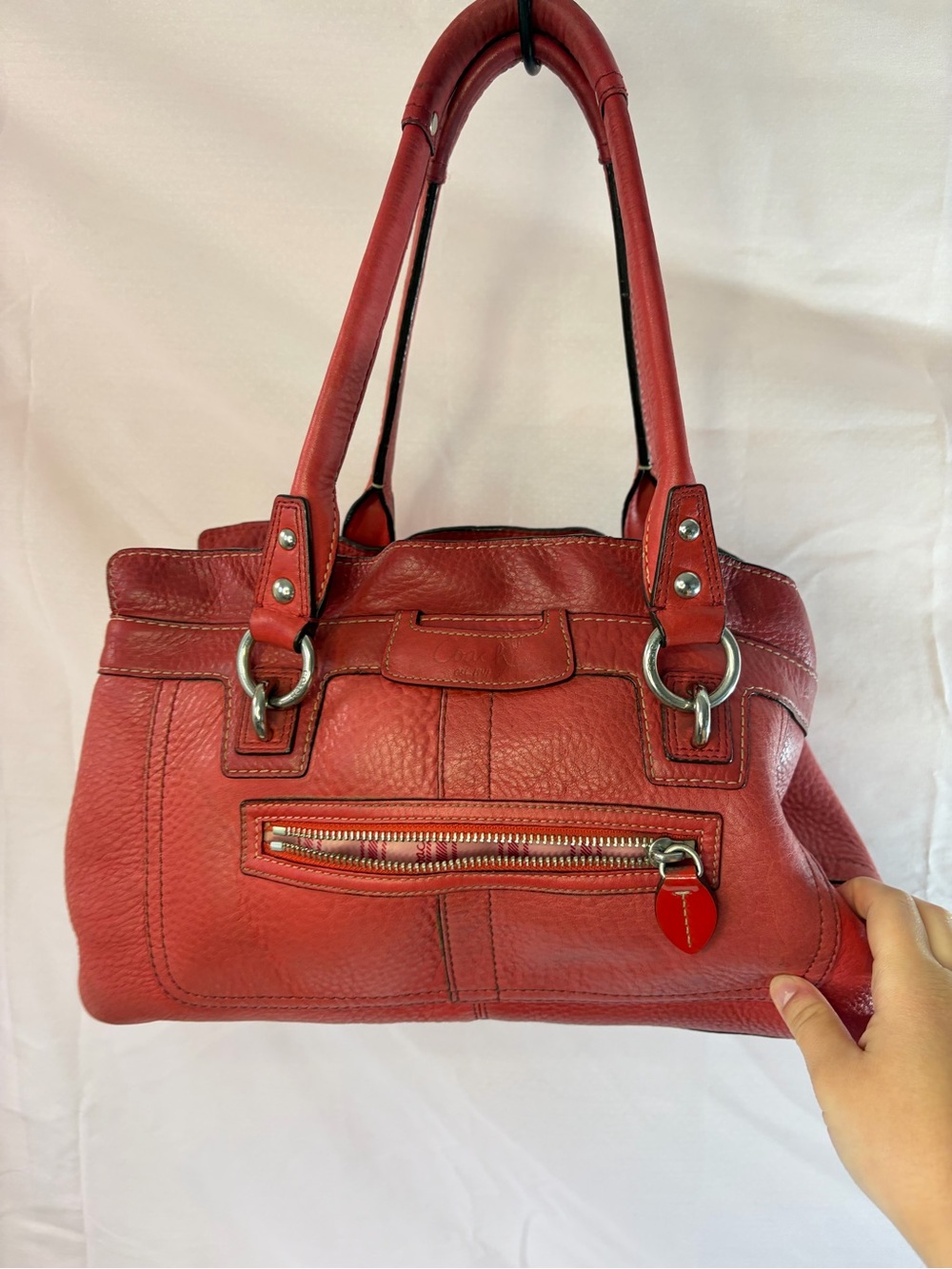 Coach Penelope Pebbled Leather Red Tote